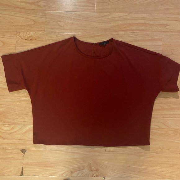 Forever 21 Red Flowy Blouse Cropped Shirt Size Large - Picture 1 of 3
